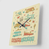 Horloge Carrée Route 66 Happy Camper (Angle)