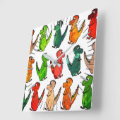 Horloge Carrée Rows of T-Rex (Angle)