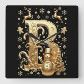 Horloge Carrée Royal Gold B Luxury Snowman Square Wall Clock (Recto)