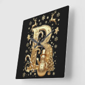 Horloge Carrée Royal Gold B Luxury Snowman Square Wall Clock (Angle)