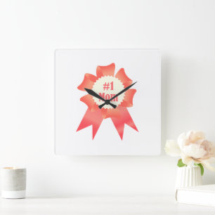 Horloge Carrée ruban de récompense pour la mère numéro un la plus