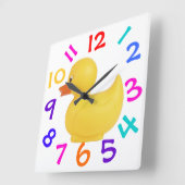 Horloge Carrée Rubber Duck With Colorful Numbers Clock (Angle)
