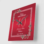 Horloge Carrée Ruby Red Gems & Parties scintillant Ruby 40E Maria (Angle)