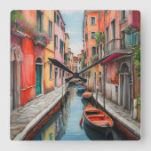 Horloge Carrée Rue aquarelle à Venise (Recto)