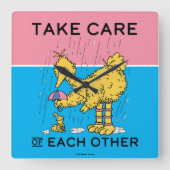 Horloge Carrée Rue Sésame | Big Bird Prenez soin de vous (Recto)