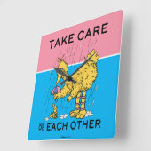 Horloge Carrée Rue Sésame | Big Bird Prenez soin de vous (Angle)