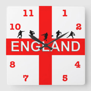 Horloge Carrée Rugby Angleterre Saint George Homme Silhouettes