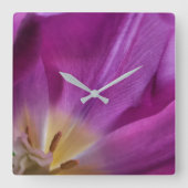 Horloge Carrée Running on Tulip Time, Square Acrylic Wall Clock (Recto)
