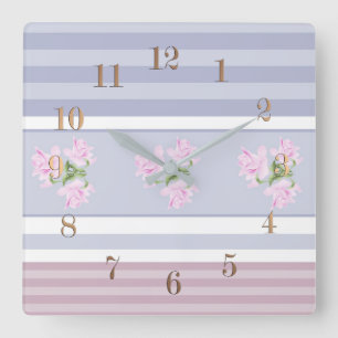 Horloge Carrée Russe, rayé, patchwork