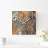 Horloge Carrée Rust Grey White Mineral Texture (Maison)