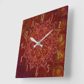 Horloge Carrée Rust Red Mandala Gold Glam (Angle)