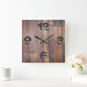 Horloge Carrée Rustic Barnyard Wood (Maison)