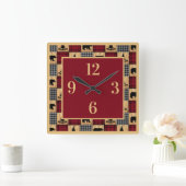 Horloge Carrée Rustic Buffalo Plaid (Maison)