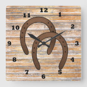 Horloge Carrée Rustic Country horse shose decor clock (Recto)