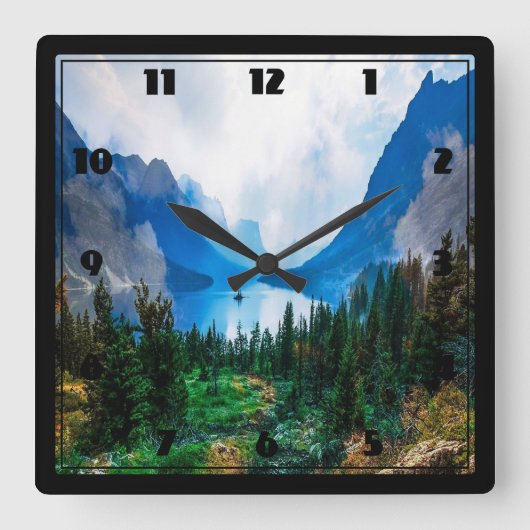 Horloge Carrée Rustic Country Mountains Nature Pittoresque (Recto)