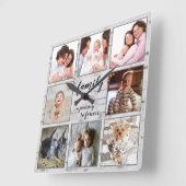 Horloge Carrée Rustic Family Journey to Forever Photo Collage (Angle)