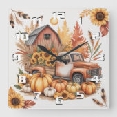 Horloge Carrée Rustic Farmhouse Inspired Autumn and Thanksgiving (Recto)