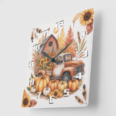 Horloge Carrée Rustic Farmhouse Inspired Autumn and Thanksgiving (Angle)