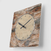Horloge Carrée Rustic Natural Wood and Metallic Look 2 (Angle)