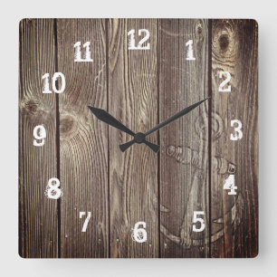 Horloge Carrée Rustic Old Wood