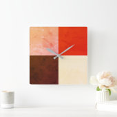 Horloge Carrée Rustic Red Pink Brown (Maison)