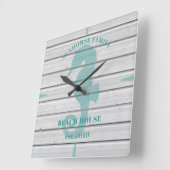 Horloge Carrée Rustic Seahorse Family Beach House Wall Clock (Angle)