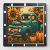 Horloge Carrée Rustic Truck Fall Harvest (Recto)
