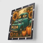 Horloge Carrée Rustic Truck Fall Harvest (Angle)