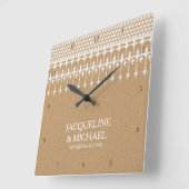 Horloge Carrée Rustic Vintage Lace Kraft (Angle)