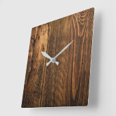 Horloge Carrée Rustic Wood (Angle)