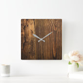 Horloge Carrée Rustic Wood (Maison)