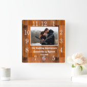 Horloge Carrée Rustic Wood 5 Year Anniversary (Maison)