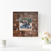 Horloge Carrée Rustic Wood Family (Maison)