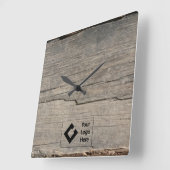 Horloge Carrée Rustic Wood Texture avec logo (Angle)