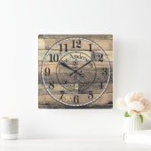 Horloge Carrée Rustique en bois déprimé Effet de la famille Horlo (Maison)