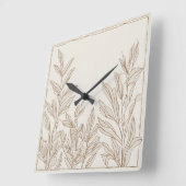 Horloge Carrée Rustique Fleur sauvage en terre cuite Boho Eclecti (Angle)
