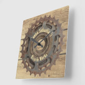 Horloge Carrée Rustique Gear Sprocket Modèle Mur Carré (Angle)
