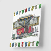 Horloge Carrée RV Cute Popup Camper Travel Trailer (Angle)