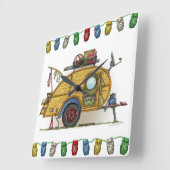 Horloge Carrée RV Teardrop Camper Travel Trailer (Angle)