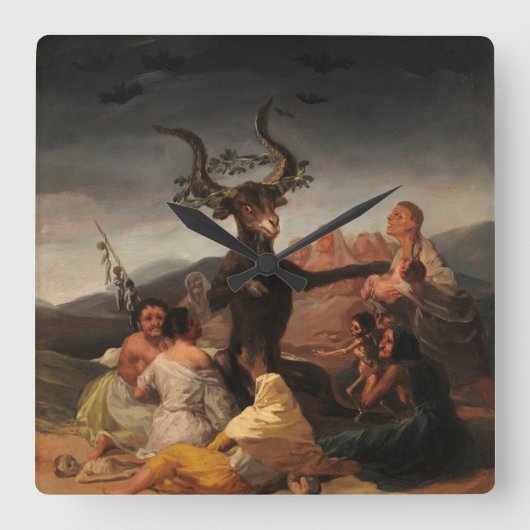 Horloge Carrée Sabbat des sorcières par Francisco de Goya (Recto)