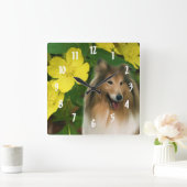 Horloge Carrée Sable Collie Dog Art (Maison)