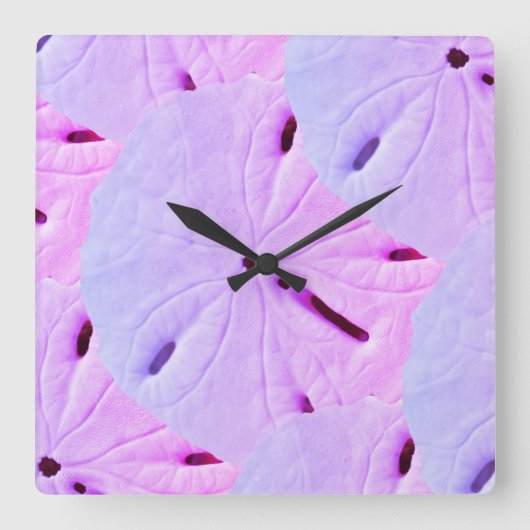 Horloge Carrée Sable Dollar Plage Rose Violet Violet Ombre Plutôt (Recto)