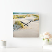 Horloge Carrée Sable Et Herbe De Dune Ventée (Maison)