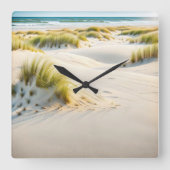 Horloge Carrée Sable Et Herbe De Dune Ventée (Recto)