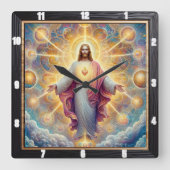 Horloge Carrée Sacré Coeur Lumière Divine (Recto)