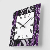 Horloge Carrée Safari violet (Angle)