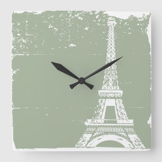 Horloge Carrée Sage Eiffel Tower Custom Wall Clock (Recto)