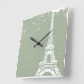 Horloge Carrée Sage Eiffel Tower Custom Wall Clock (Angle)