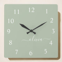 Sage vert Script Monogramme Nom de la fille