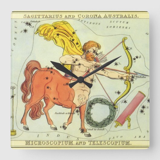 Horloge Carrée Sagittaire, le miroir de la constellation Vintage  (Recto)